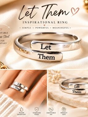 ✨ LET THEM Adjustable Stainless Steel Ring | Inspirational Minimalist Ring